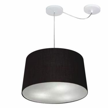 Imagem de Lustre Pendente Cone Com Desvio De Centro Vivare Md-4281 Cúpula Em Tecido 40x45cm - Bivolt Preto 127/220v