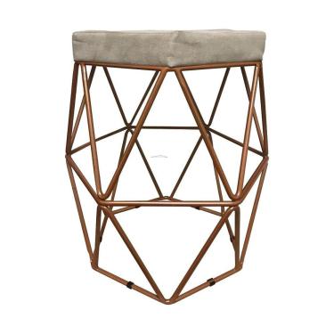 Imagem de Puff Decorativo Hexagonal Aramado Cobre Suede Bege
