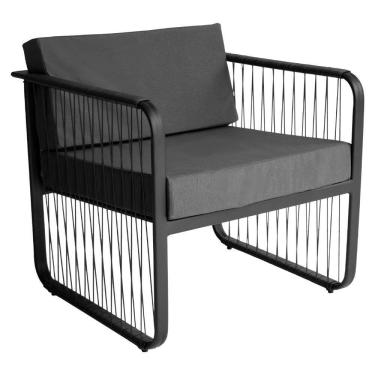 Imagem de Poltrona área Externa Santiago Alumínio E Fibra Sintética Preto-cinza