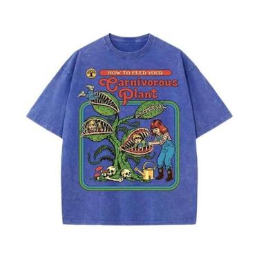 Imagem de Camiseta Masculina De Algodão Respirável Com Estampa De Planta Carnívo