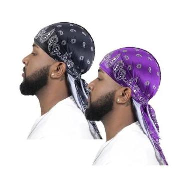 Imagem de Touca Turbante Masculina Estampada 2 Peças Durag Biker Headwrap Pirata