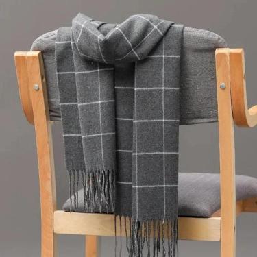 Imagem de Cachecol Masculino De Caxemira Quente De Inverno Casual Designer Pashm