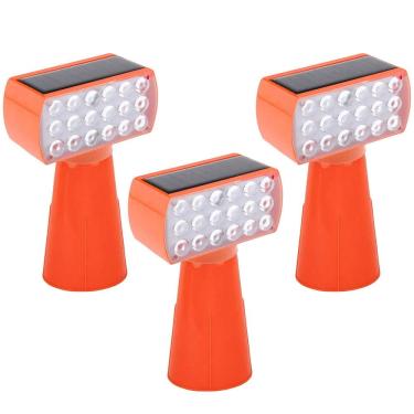 Imagem de Sinalizador Solar Viario Kit 3 Duas Cores Cone Seguranca Alerta  Noturna Obra Rodovia Alerta Estrada Avenida Transito