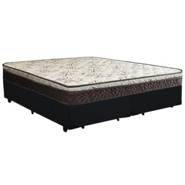Imagem de Cama Box Queen Bipartido Suede +  Colchão Elegance Ortopédico Espuma D33 Extra Firme 63x158x198