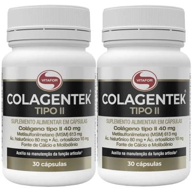 Imagem de Kit 2 Colágeno Tipo 2 Colagentek Vitafor 30 Cápsulas