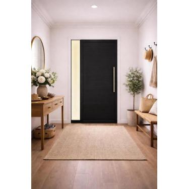 Imagem de Porta Lambril Vidro Lateral Alumínio Preto Com Puxador 210X90 Lado Esq