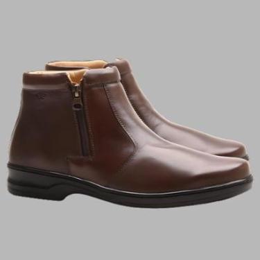 Imagem de Bota Social Anti-Stress Confortável Café em Couro Legítimo-Masculino