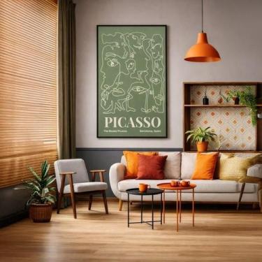 Imagem de Canvas Picasso Arte Abstrata De Rostos 40X30Cm Mold Preta - Quadros On