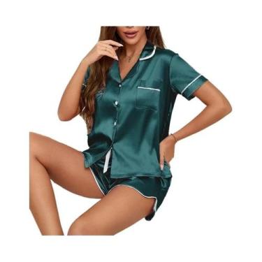 Imagem de Conjunto De Pijamas Femininos Com Bordado De Coração, Camisa De Manga 