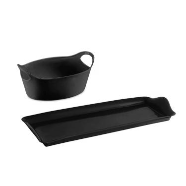 Imagem de Bandeja e Cesta Cesto Pao Petisco Bar BPA Free Preto 2un
