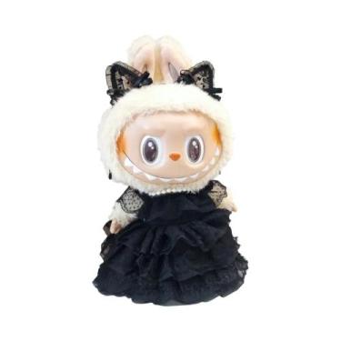Imagem de Boneca Labubu De 38cm Com Vestido De Noiva Fofo E Roupinhas Decorativa