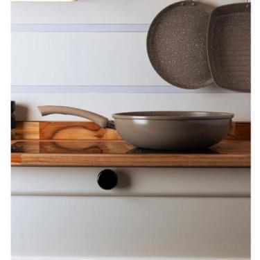 Imagem de Frigideira Wok de Indução em Alumínio 28cm Taupe com Revesti - Lyor