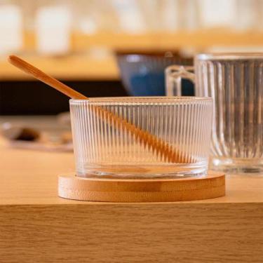 Imagem de Petisqueira Redonda Lyor Stripes colher bambu suporte Vidro
