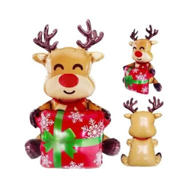 Imagem de Balão Grande De Natal Com Papai Noel E Rena Para Decoração De Festa De