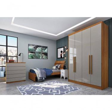 Imagem de Guarda Roupa Solteiro 4 Portas 2 Gavetas - Dinamarca-cinamomo/off White - Tcil Móveis