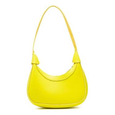 Imagem de Bolsa Hobo Meia Lua De Ombro Pequena Estilo Retrô - JS Bolsas, Amarelo