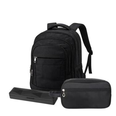 Imagem de Kit Mochila Executiva Reforçada Viagem Premium Necessaire - Preto - Mo