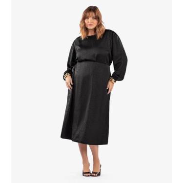 Imagem de Saia Midi Feminina Evasê Plus Size Secret Glam Preto, Plus G4, Preto