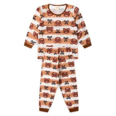 Imagem de Pijama Longo Infantil Menina Marrom Ursinhos e Laços - Molekada, 12