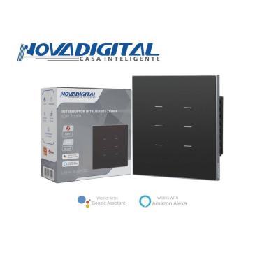 Imagem de Interruptor Inteligente Zigbee Soft Touch 6 teclas Quartzo da NovaDigital QZ-4x4-06-B - PRETO