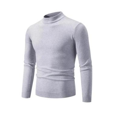 Imagem de Suéter Masculino Oversized De Gola Redonda Em Tricô, Quente, Cor Sólid