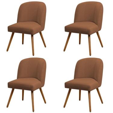 Imagem de Kit 04 Cadeiras De Jantar Cléo Pés Palito Linho Terracota - Nexta Casa