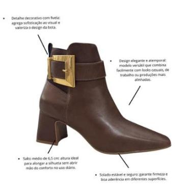Imagem de Bota Feminina Vizzano 3109.101 Fivela Salto Médio Elegante c-Feminino