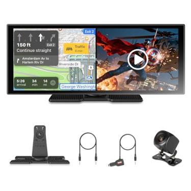 Imagem de OTTOCAST Tela CarPlay portátil sem fio de 11,4 polegadas para carro, tela sensível ao toque automática Android com câmera de backup 1080P, Bluetooth duplo, navegação, controle de voz, link espelhado