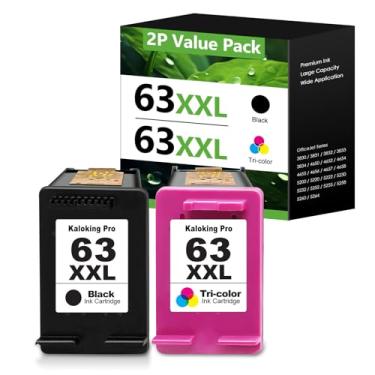 Imagem de Kaloking Pro Pacote com 2 cartuchos de tinta 63XXL de substituição para HP 63XL 63 XL para impressoras jato de tinta Officejet 3830 5255 5258 Envy 4520 4512 DeskJet 3630 (tricolor, preto)