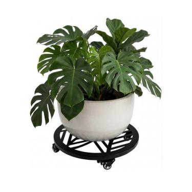 Imagem de Suporte Metálico para Vasos de Plantas com Rodas 45cm Preto - Montar &