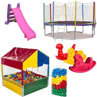 Imagem de Brincadeira Total Cama Elástica 3,05m Piscina de Bolinhas 1,00m 500 Bo