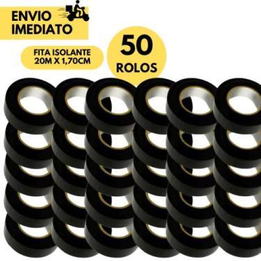 Imagem de Kit 100 Fita Isolante Profissional Antichamas Rolo com 20 Metros uso P