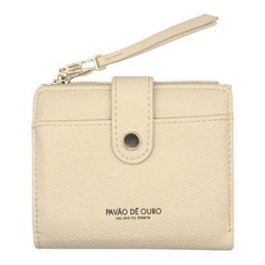 Imagem de Carteira feminina pequena com repartição-Pavão de Ouro-Feminino