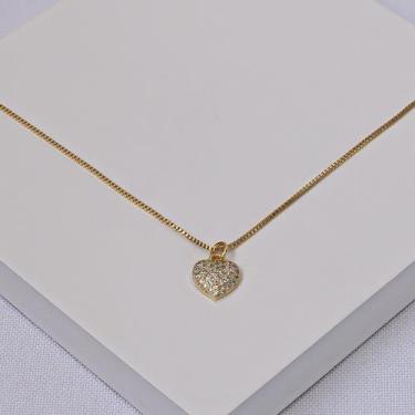 Imagem de Colar Veneziana Coração Cravejado Folheado a Ouro - Ralifla Semijoias