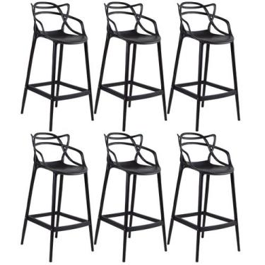 Imagem de Laraz Home Decor, Conjunto Kit 6 Banquetas Alta Allegra 76 cm - Preto