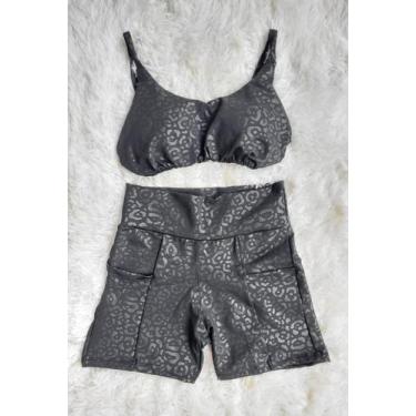 Imagem de Short Com Bolso e Top com bojo Conjunto Academia Fitness - Pijamas Viç