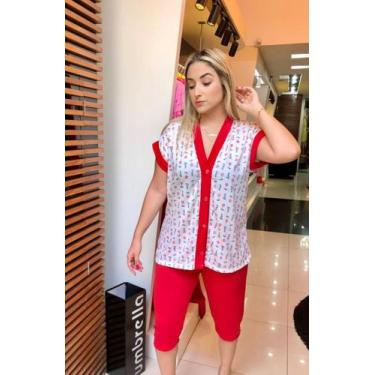 Imagem de Pijama Pescador Aberto Com Botões, Amamentação, Pós Cirurgico, Gestant