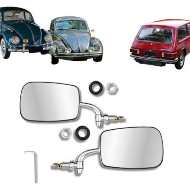 Imagem de Par Retrovisor Fusca Mexicano Convexo Aço Inox - Rosso & VR