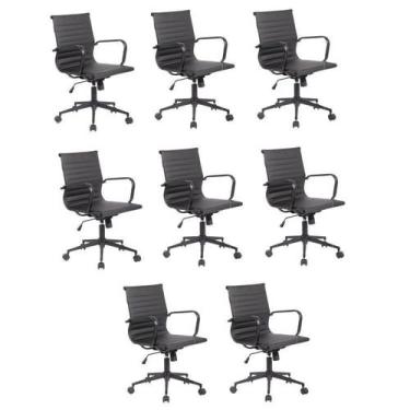 Imagem de Kit 8 Cadeiras de Escritório Diretor Esteirinha em material sintético 