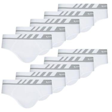 Imagem de Kit 10 Cueca Slip Lupo Microfibra Sem Costura 691 original, Branco, GG