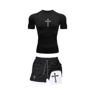 Imagem de Conjunto De Roupas De Compressão Para Corrida Masculina De Verão, T-sh
