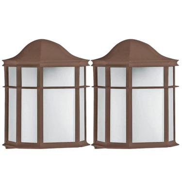 Imagem de Kit 2 Arandelas Luminária de Parede Externa Marrom Colonial 25cm Lente Fosca De Ville D...