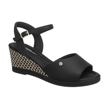 Imagem de Sandália Feminina Anabela Piccadilly Calce Fácil 408214, 36, Preto