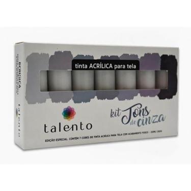 Imagem de Kit com 7 Tintas Acrílica Tons De Cinza para Telas Talento