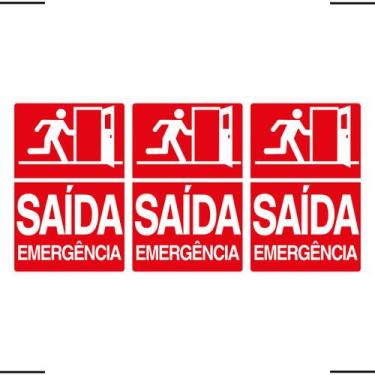 Imagem de Combo 3 Placas De Sinalização Saída De Emergência 20x30 Ekomunike - X-