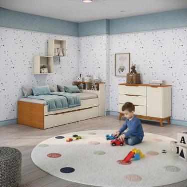 Imagem de Quarto Infantil Completo 5 Peças com Nichos Crescer Kappesberg Argila/