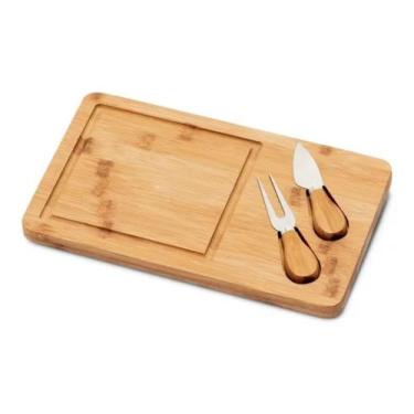 Imagem de Tabua Queijos Em Bambu E Aço Inox Com Facas - Lapis e Cores