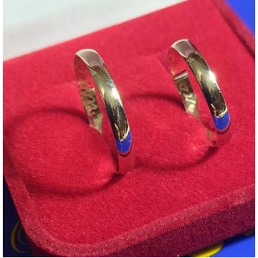 Imagem de Alianças par Casal Casamento Ouro 18 Kilates 2.80 Gramas 3 mm Maciça -