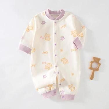 Imagem de Macacão De Algodão Para Bebê Recém-Nascido Com Manga Longa, Roupa De L