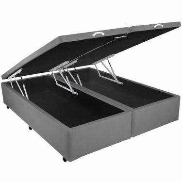 Imagem de Base Bipartida Baú King em Suede Universal 41x203x193 Blindado Cor Cin